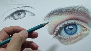 Colored Pencil HYPER Drawing How to Draw Realistic Eyes LIVE [upl. by Semele905]