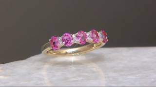 Oval Pink Spinel amp Diamond 5Stone Band Ring 070 cttw on QVC [upl. by Beckie]