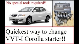 Toyota Corolla starter DIY  quickest way to replace [upl. by Eillat]