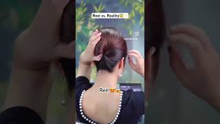 Reel vs Reality😓🎀✨hair hairstylehairtutorialkorea hairhacks viralshorts [upl. by Korella577]