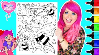 Coloring Kimmi The Clown Valentines Day Coloring Book Bee Mine Coloring Page  Ohuhu Art Markers [upl. by Zsamot392]