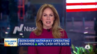 Berkshire Hathaway posts a 40 jump in operating earnings cash pile swells to a record 157 billion [upl. by Enirac]