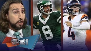 FIRST THINGS FIRST  Nick Wright breaks down Rodgers stats 2442 225 yards no touchdowns [upl. by Ehttam]