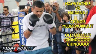 Floyd Mayweather vs Marcos Maidana 2  Maidana full workout Mitts Speed Bag [upl. by Nirre]