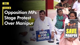 Opposition MPs stage overnight sitin protest amid deadlock in Parliament over Manipur [upl. by Orlina]