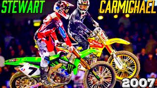 RICKY CARMICHAEL VS JAMES STEWART  2007 SUPERCROSS [upl. by Sams]