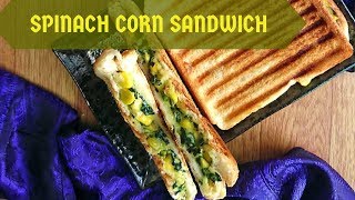 Spinach Corn Sandwich  how to make easy and quick corn spinach sandwich recipe  sandwich recipes [upl. by Hayott]