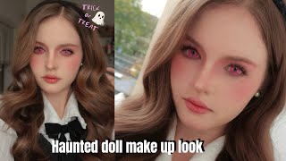 Haunted doll make up look  Halloween make up [upl. by Nueoras884]