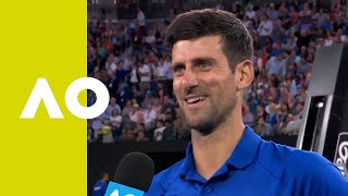 Novak Djokovic oncourt interview QF  Australian Open 2019 [upl. by Joelly]