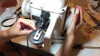 Making Ear Muffs  sewing elastic around the fur with Techsew 202 [upl. by Tiras]