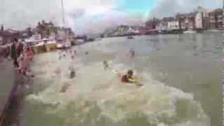 CHRISTMAS DAY HARBOUR SWIM BY CRAZY BRITS IN WEYMOUTH DORSET [upl. by Leandra]