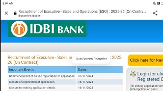 IDBI Bank Recruitment 2024 – 1000 Executive – Sales And Operations Posts [upl. by Mcculloch]