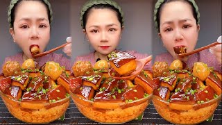 Mukbang  Chinese Traditional Home Dish  Food Eating rice Braised Pork [upl. by Eissirk]