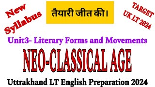 neoclassical age in english literature  uttrakhand lt english preparation 2024  neoclassical age [upl. by Felicdad]