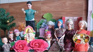 Harshita ki kahani part443 Harshita ke ghar aaye ganesh ji Barbies Talks Barbie all day routine [upl. by Mariand553]