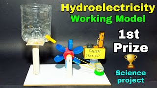 How to make hydro powerplant working model Hydroelectricity science exhibition project working model [upl. by Ikram]