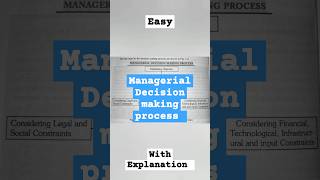 Managerial Decision making process Easy explanation  BCOMMCOMBBAMBA Economics [upl. by Nick]