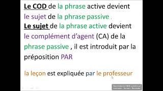 la forme active et la forme passive ‐ 3AM السنة الثالثة متوسط فرنسية [upl. by Ahsiuq]