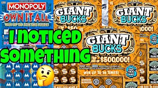 PA LOTTERY 🔵 GIANT BUCKS amp MONOPOLY SCRATCH OFF TICKETS scratchofftickets [upl. by Akinad]