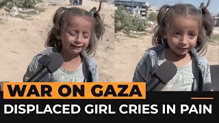 Palestinian girl cries in pain after being displaced in north Gaza  AJ shorts [upl. by Mendelson969]