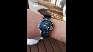 Blancpain bathyscaphe 38mm bluer diver review [upl. by Fredek]