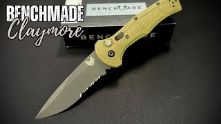 My First Serrated Blade Folding Knife  Benchmade Claymore 9070SBK1 Ranger Green Drop Point [upl. by Araiek]