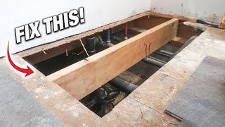 How To Remove And Replace Rotten Subfloors DIY For Beginners [upl. by Aicirpac]