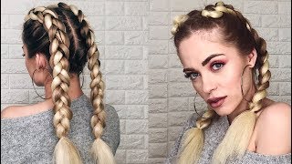 ОБЪЕМНЫЕ КОСЫ С КАНЕКАЛОНОМ НА САМОЙ СЕБЕ  KANEKALON BRAIDS [upl. by Pavior464]