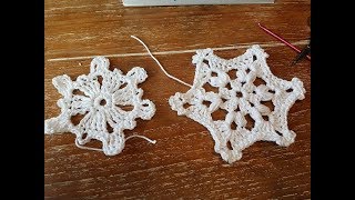 2 Schneeflocken häkeln Anleitung DIY [upl. by Mosera487]