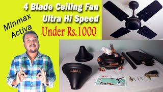 Minmax Activa 600mm Ultra Hi Speed 4 Blade Ceiling Fan under Rs 1000  Small Ceiling Fan for Kitchen [upl. by Dunston]