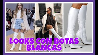 MODA MUJER 2020 2021💜BOTAS Y BOTINES BLANCOS QUÉ ESTILIZAN Y ELEVAN TU LOOKS 💜 [upl. by Deny456]