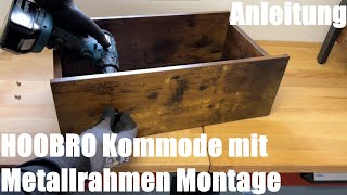 Kommode mit Metallrahmen HOOBRO Kommode Schrank Vintage Sideboard Beistellschrank Montageanleitung [upl. by Etnomaj]