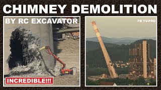 Chimney Demolition by RC Excavator  ÖDK Sprengung [upl. by Janiuszck152]