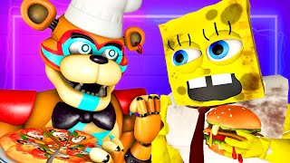 GLAMROCK FNAF vs SPONGE BOB ANIMATRONICS Security Breach SFM Animation Five Nights At Krusty Krab [upl. by Nnazus]