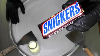 Snickers Ice Cream Rolls  how to make Snickers chocolate bar Caramel Ice Cream  satisfying ASMR [upl. by Dyana191]