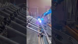 SteviS Laser Industrial welding robot workstation with track for aluminum ladders manufacturing [upl. by Kelila677]