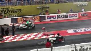 NitrolympX 2013  Pro Stock Bike  Qualifying 1 [upl. by Dickman349]