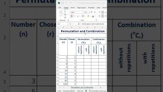 Permutation and Combination in Excel [upl. by Aslam837]