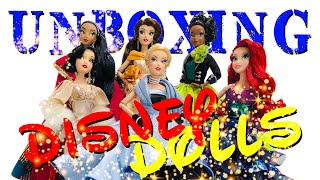 Unboxing Disney Designer Collection Dolls 2018  SnowWhite Cinderella Ariel Belle Jasmine Tiana [upl. by Demaggio986]