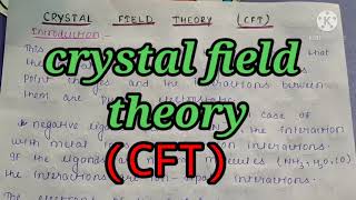 crystal field theory with postulates inorganic chemistryBsc amp MSc [upl. by Stanislaus]