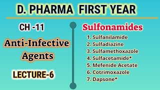 SulfonamidesAntiInfective AgentsCH11L6Pharmaceutical ChemistryDpharmFirst Year [upl. by Eekaz]