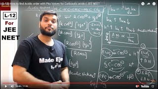 L12 How to find Acidic order with Pka Values for Carboxylic acids  JEE NEET [upl. by Berk]