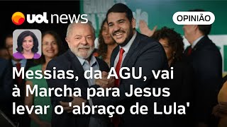 Marcha para Jesus Messias da AGU vai ao evento levar o abraço de Lula  Raquel Landim [upl. by Betthel285]