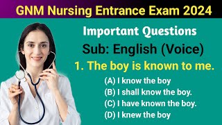 GNM Entrance Exam Question Paper 2024  Sub English voice  GNM Nursing Entrance Question Answer [upl. by Petrina]