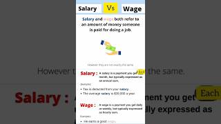 Salary vs wage difference between salary and wage definition Englishshort viral [upl. by Surad]