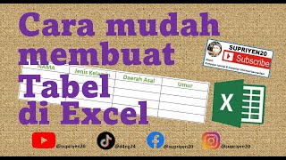 KEREN Cara mudah membuat tabel di Excel [upl. by Iramo]