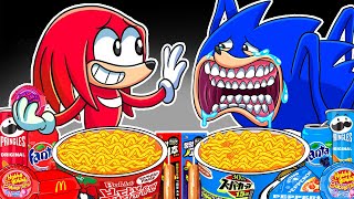 Convenience Store RED BLUE Food mukbang with SHIN SONIC amp KNUCKLES  SHIN SONIC TAPES  ASMR Mukbang [upl. by Haroppizt]