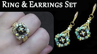 Ring amp Earrings Set DIY Beaded Jewelry Making Tutorial [upl. by Odrarej]