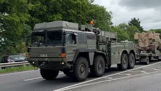 British Army MAN SX45 Recovery Vehicle towing a Foxhound [upl. by Acsecnarf]