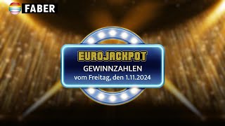 FABER Lotto · EurojackpotGewinnzahlen vom Freitag den 01112024 [upl. by Oicnaneb]